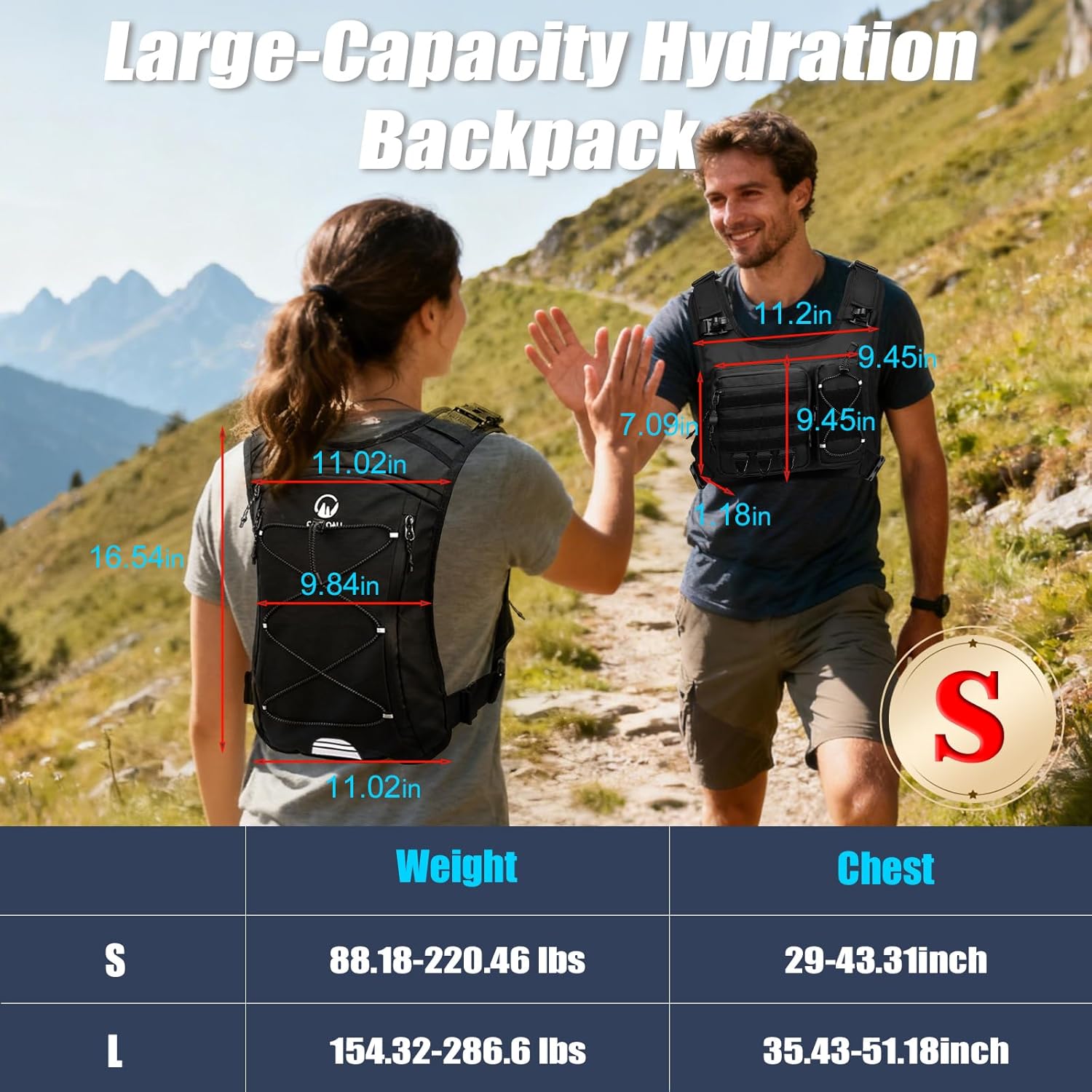 Running Vest with 2L Leakproof Water Bladder, Chest Pack for Hunting with Insulated Compartment for Men & Women Running, Cycling, Camping, Hiking, Skiing - Image 6