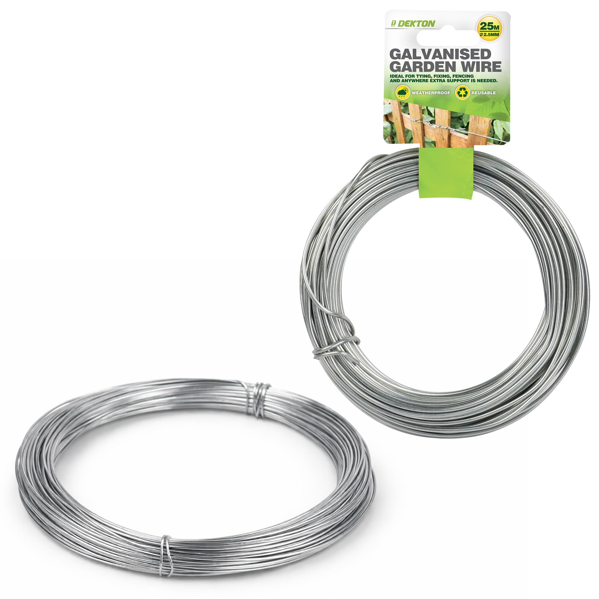 DEKTON Galvanised Wire 2.5mm x 25m Plant Support Wire for Climbing Plants, Trellis, Garden, Ties, Fencing, Floral Training, Rust Resistant Heavy Duty Wire Roll