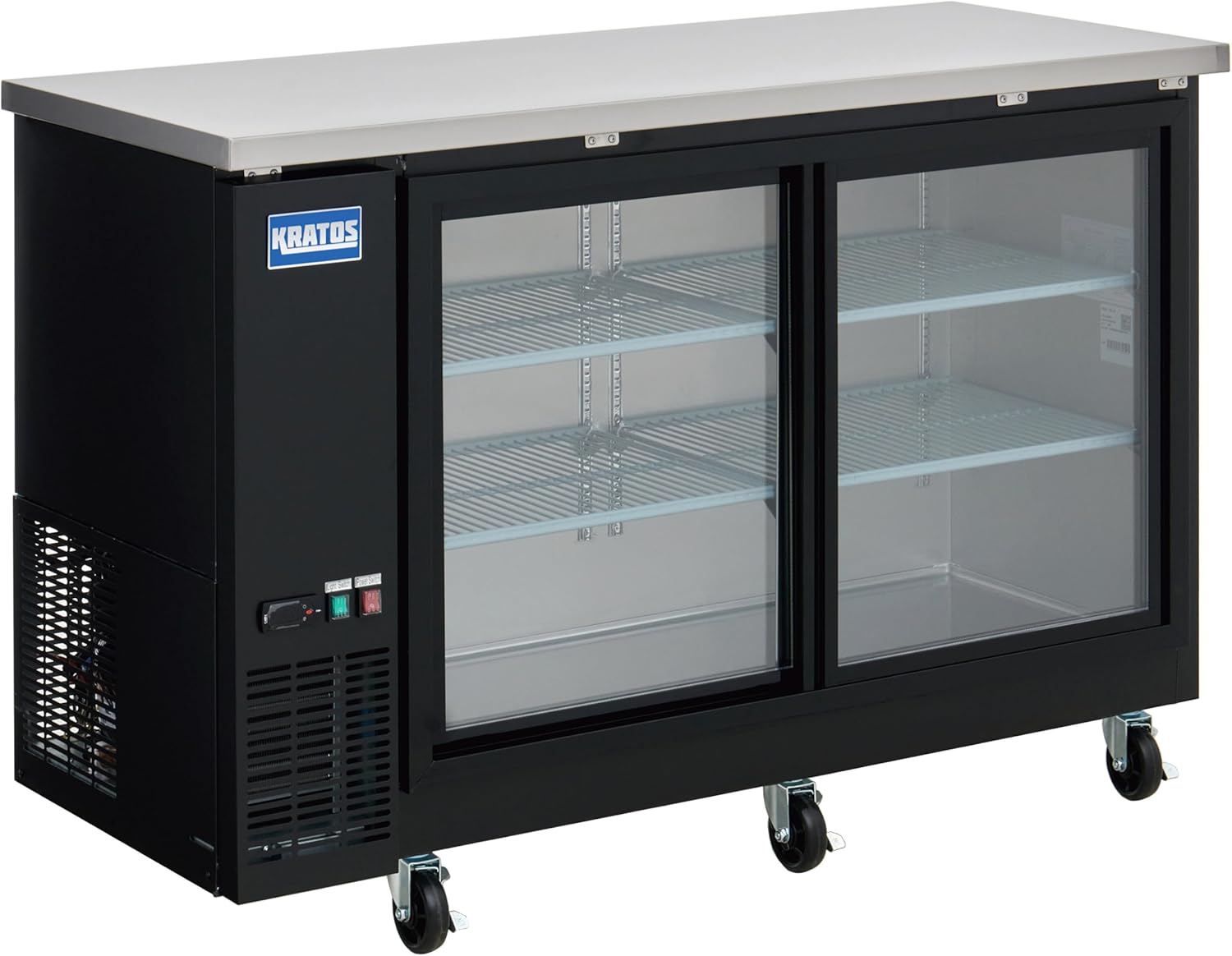 Kratos Commercial 60" Wide Back Bar Refrigerator with Sliding Glass Doors, Black 17.3 Cubic Ft. Two Door Refrigerator for Bars and Restaurants (67K-156)