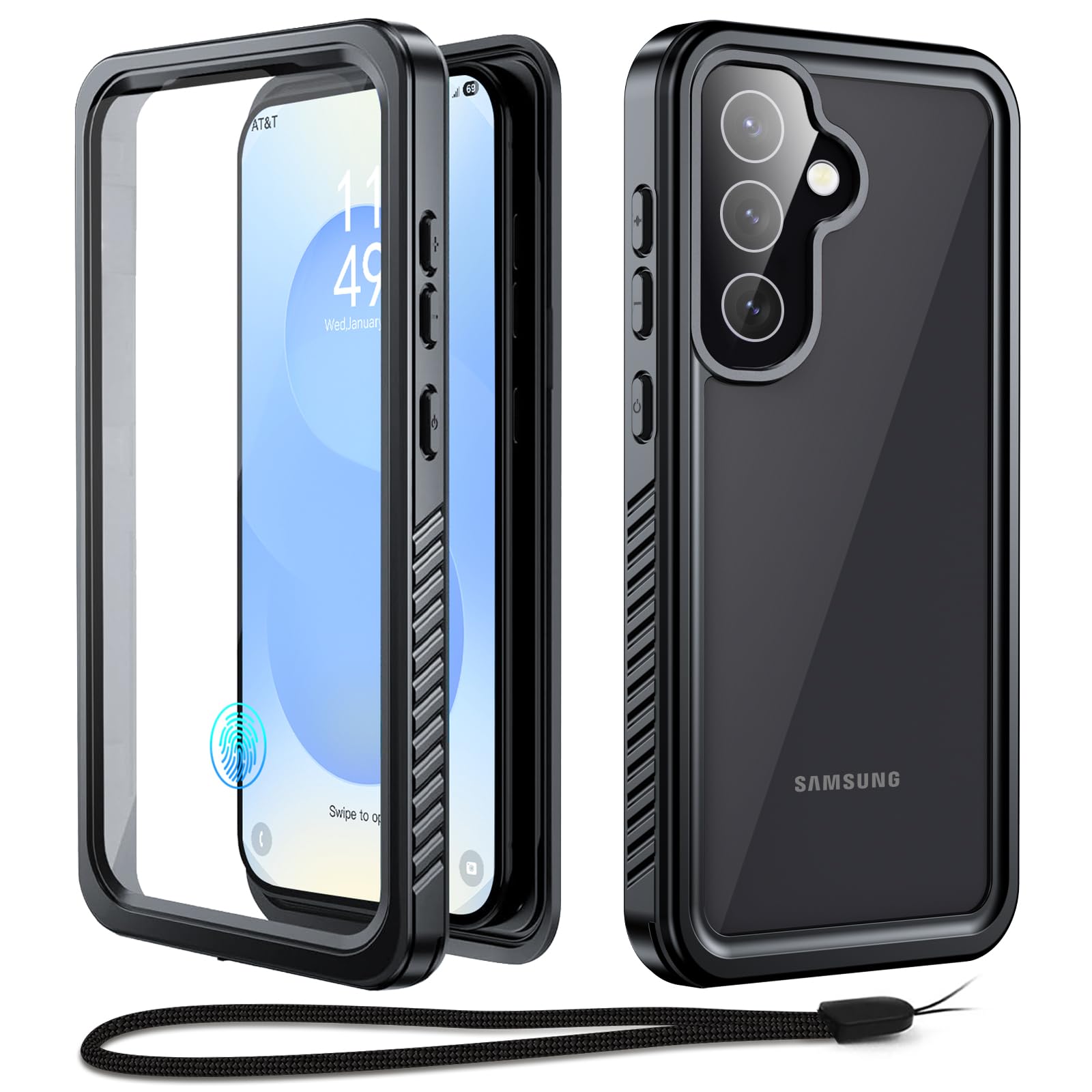 Beeasy für Samsung Galaxy S25 Hülle Wasserdicht, IP68 Wasserfest Outdoor Handyhülle 360 Grad Schutzhülle, S25 Panzerhülle Stoßfest Staubdicht Full Case mit Displayschutz, Schwarz