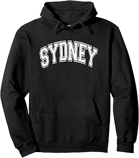 Sydney Arched White Text Pullover Hoodie