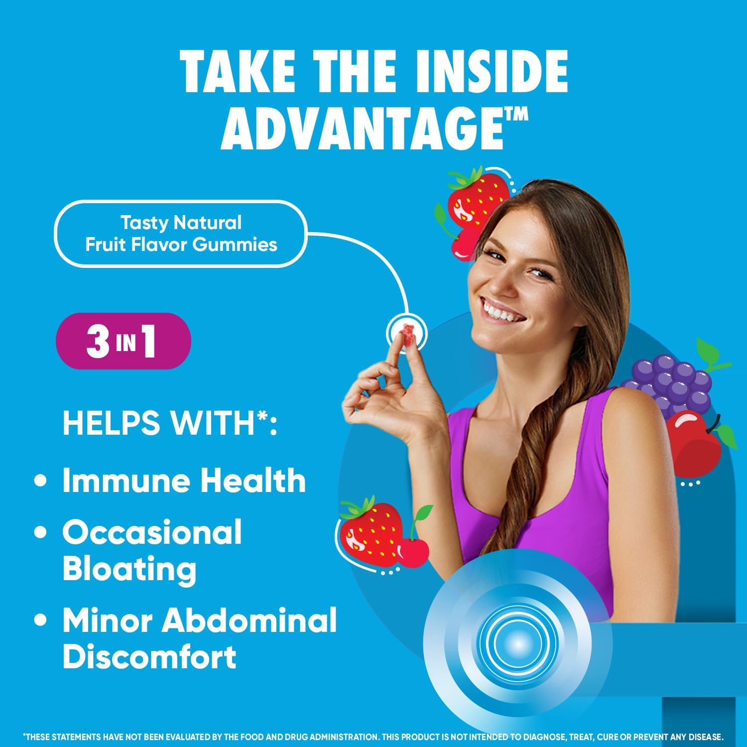 Digestive Advantage Gummies for Digestive Health, Daily Probiotics for Women & Men, Support for Occasional Bloating, Minor Abdominal Discomfort & Gut Health, Superfruit Flavor, 90 Count (Pack of 2)
