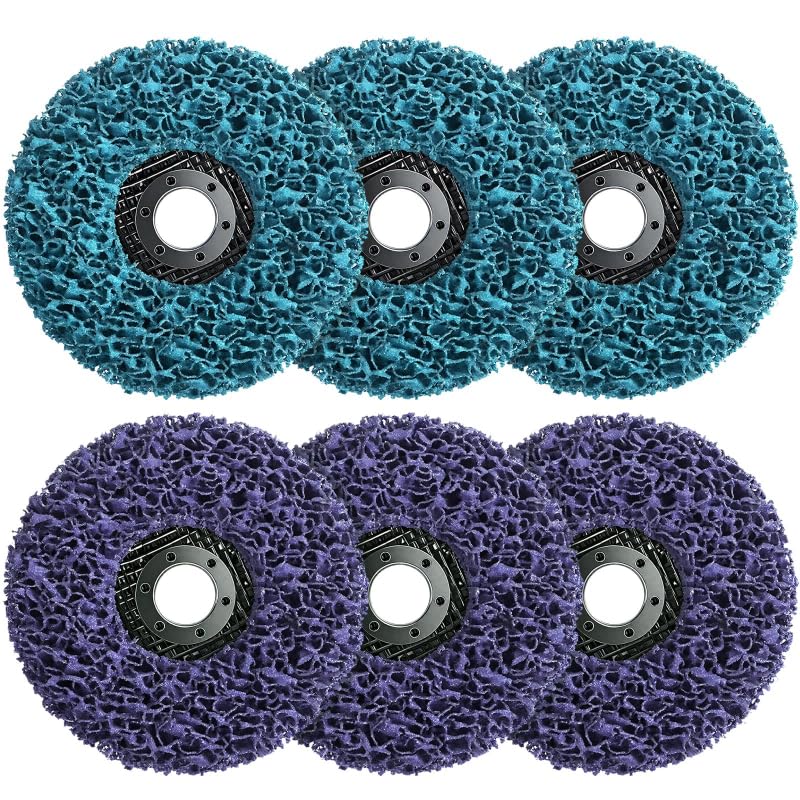 CSD Scheibe 125mm 6 Stück Schleifscheiben für Winkelschleifer Reinigungsscheibe Set Grobreinigungsscheibe Rostentferner Flexscheiben Zur Entfernung von Rost Farbe von Metall (3 x Hohe 3 x Mittlere)