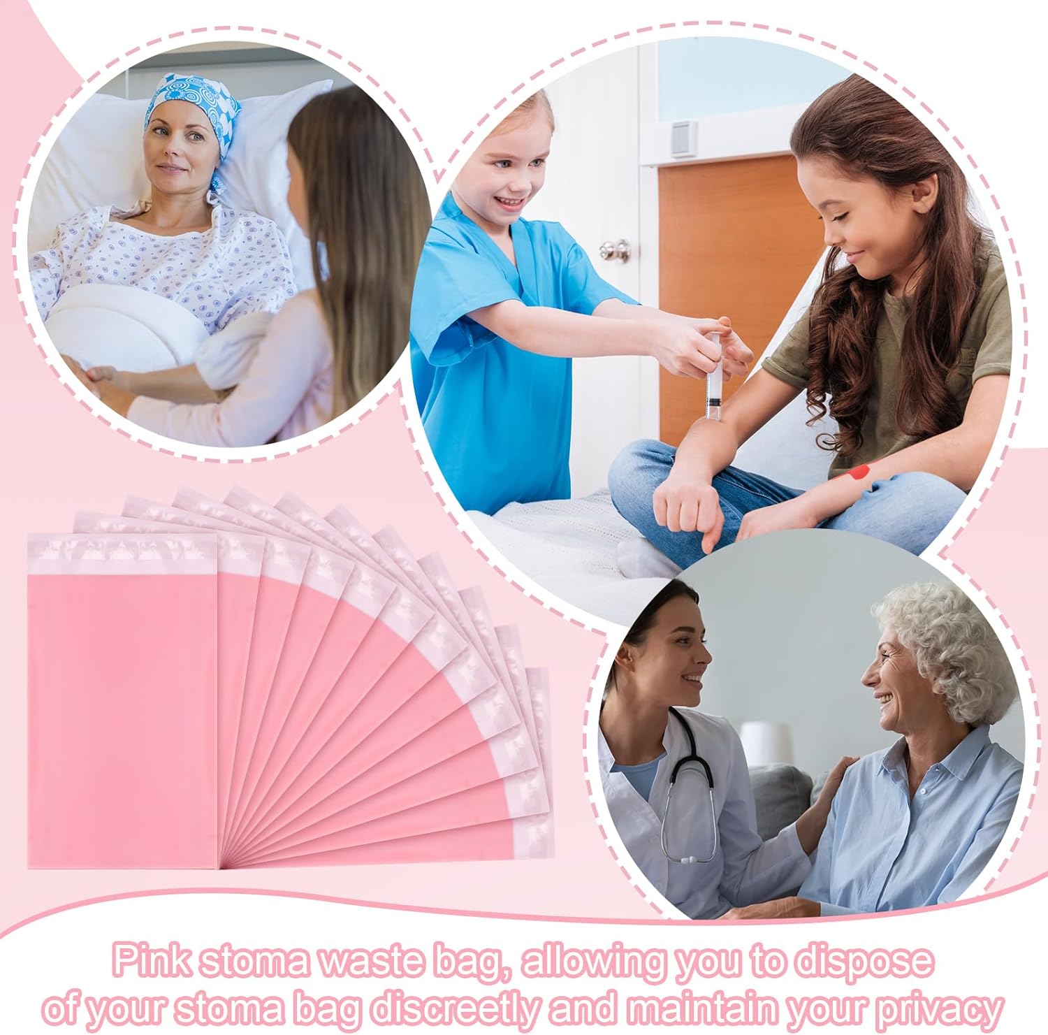 300 Pcs Ostomy Pouch Disposable Bag 7.87 x 13.78 Inches Ostomy Pouch Disposal Bags High Sealing Prevent Odours Leakage Supplies Anti Peeping Disposal Sacks for Colostomy Waste Bags Nappies
