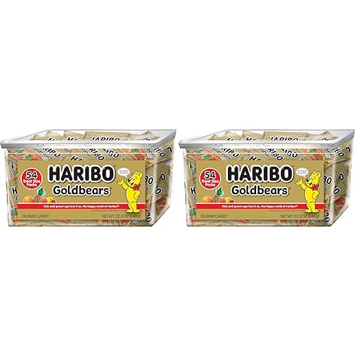 HARIBO Goldbears, Gummi Candy, 22.8 oz Tub (108 Packs) Assorted Flavors