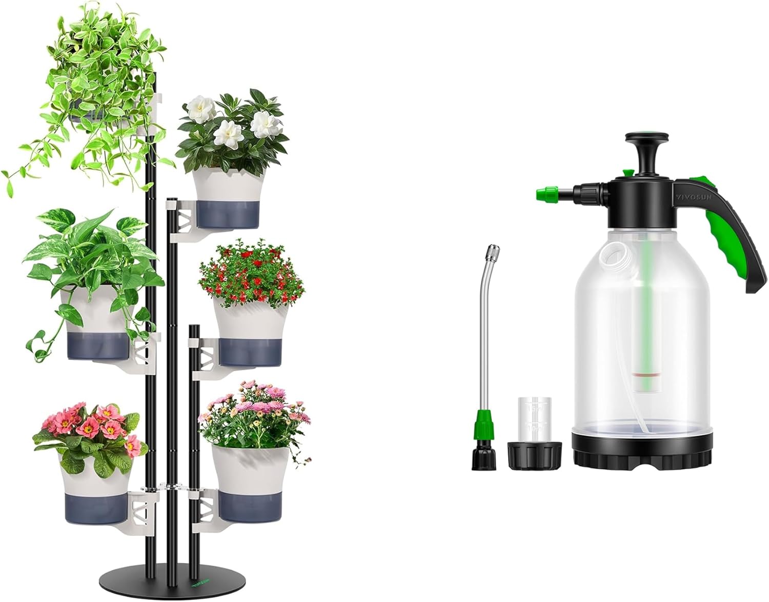 VIVOSUN Metal Plant Stand and 70oz Pump Sprayer, Portable Water Spray Bottle for Spraying Plants, Flowers, Weeds and Cleaning, Hand Pump with Side Filling Port