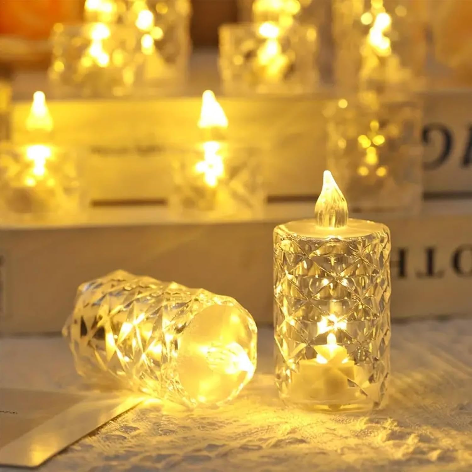2-Pack Crystal Diamond LED Tea Light Candles | Flameless & Smokeless Decorative Acrylic 9x5cm Diya for Home, Navratri, Diwali, Pooja Room, Table, Festival, Wedding, Party & Christmas Décor (2)-image-15