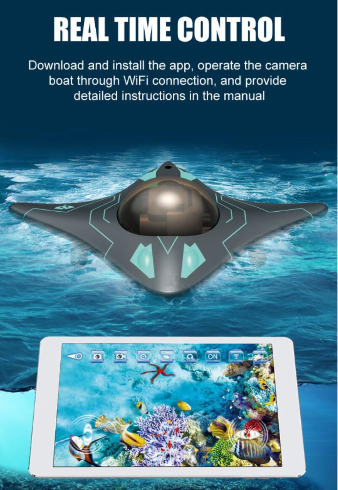 Mini dron submarino inalámbrico de control remoto WiFi, transmisión de imagen en tiempo real, equipado con faro led, adecuado para la exploración submarina y productos de juguetes para adultos