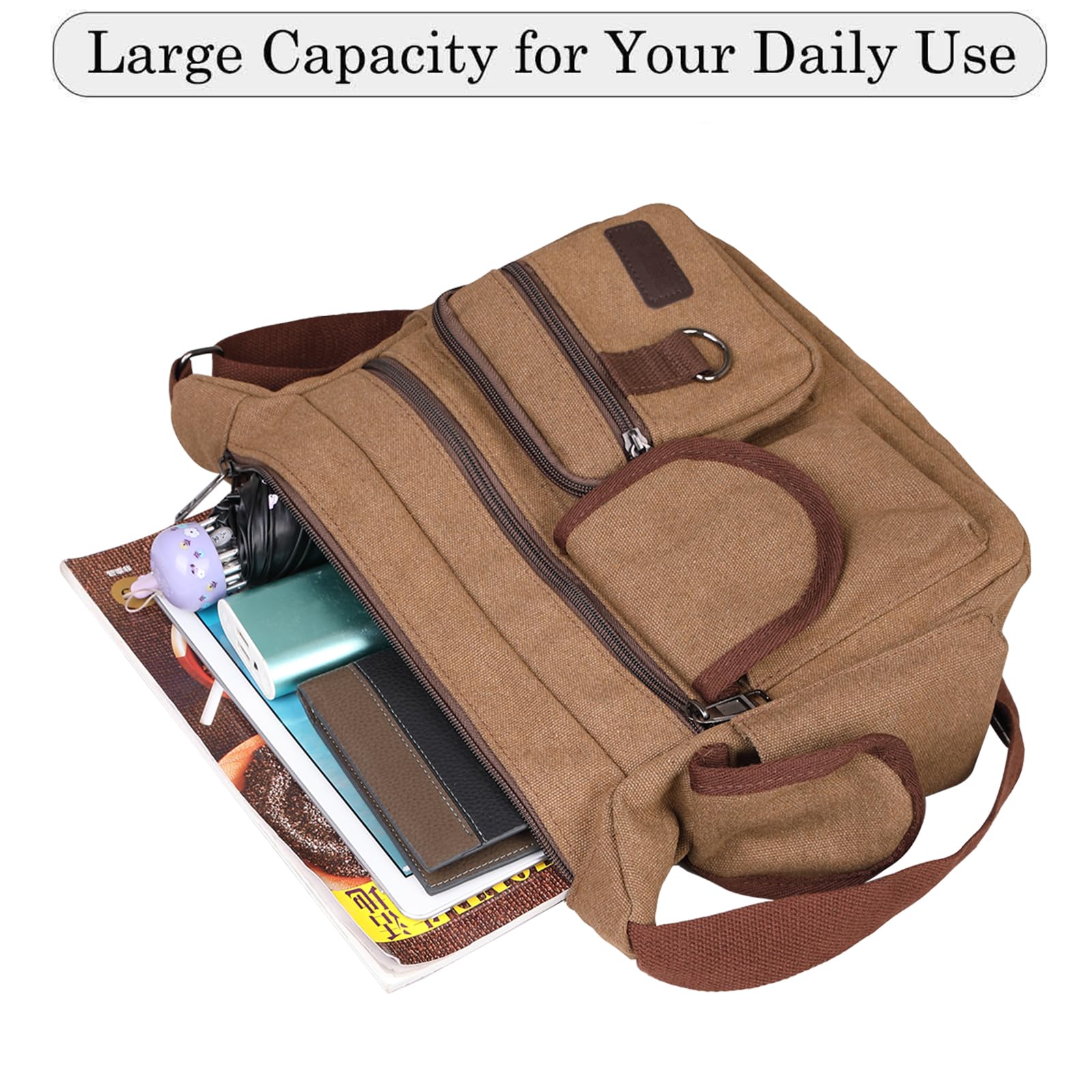 Bolso bandolera para hombre, bolso de mensajero, bolso de escuela, unisex, vintage, lona, para hombre, impermeable, bolsa de teléfono para viajes, ocio, deporte