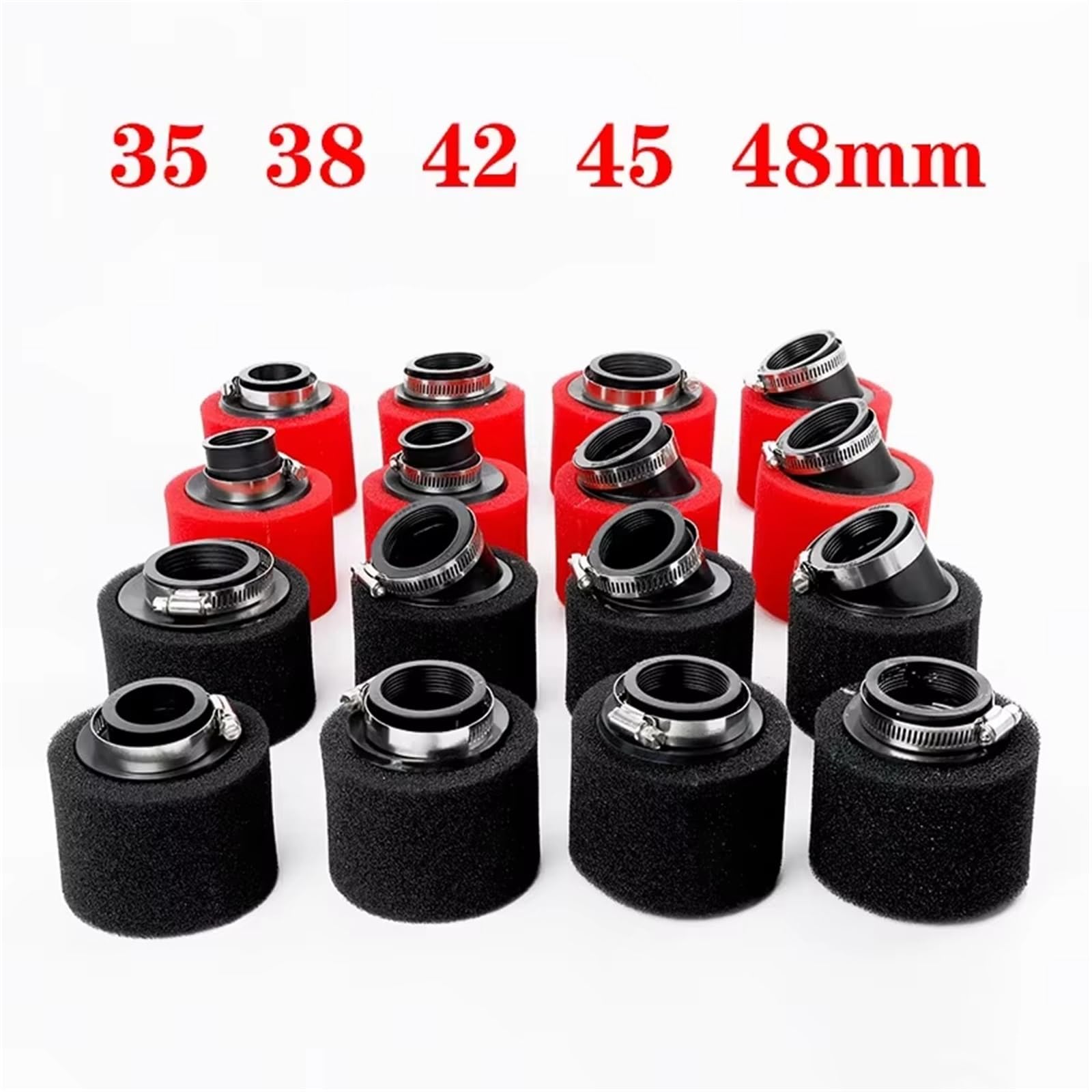 Filtro Aspirazione Aria Moto Per scooter Dirt Pit Bike | Filtro dell'aria in spugna per moto 35mm 38mm 42mm 45mm 48mm(Red 38 straight)