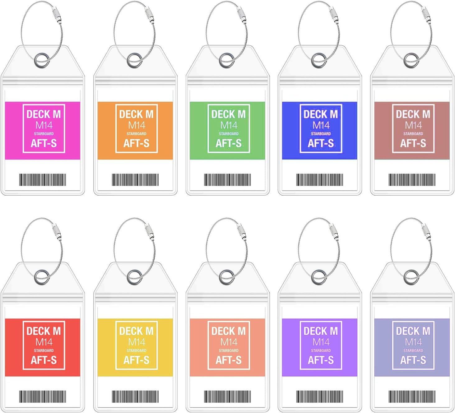 10 Pack Luggage Tag Holders, Zip Seal Clear Cruise Carnival