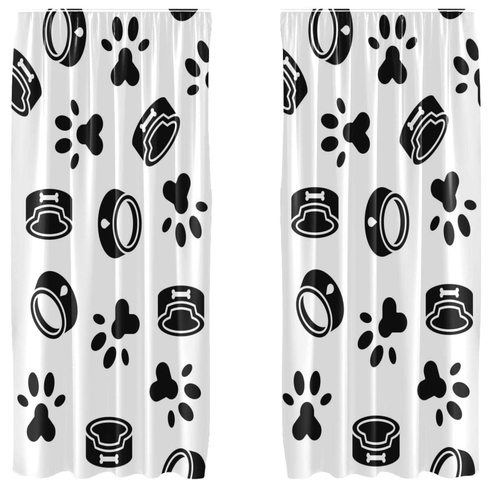 Cortinas opacas con huellas de perro para decorar el cuarto de juegos infantil