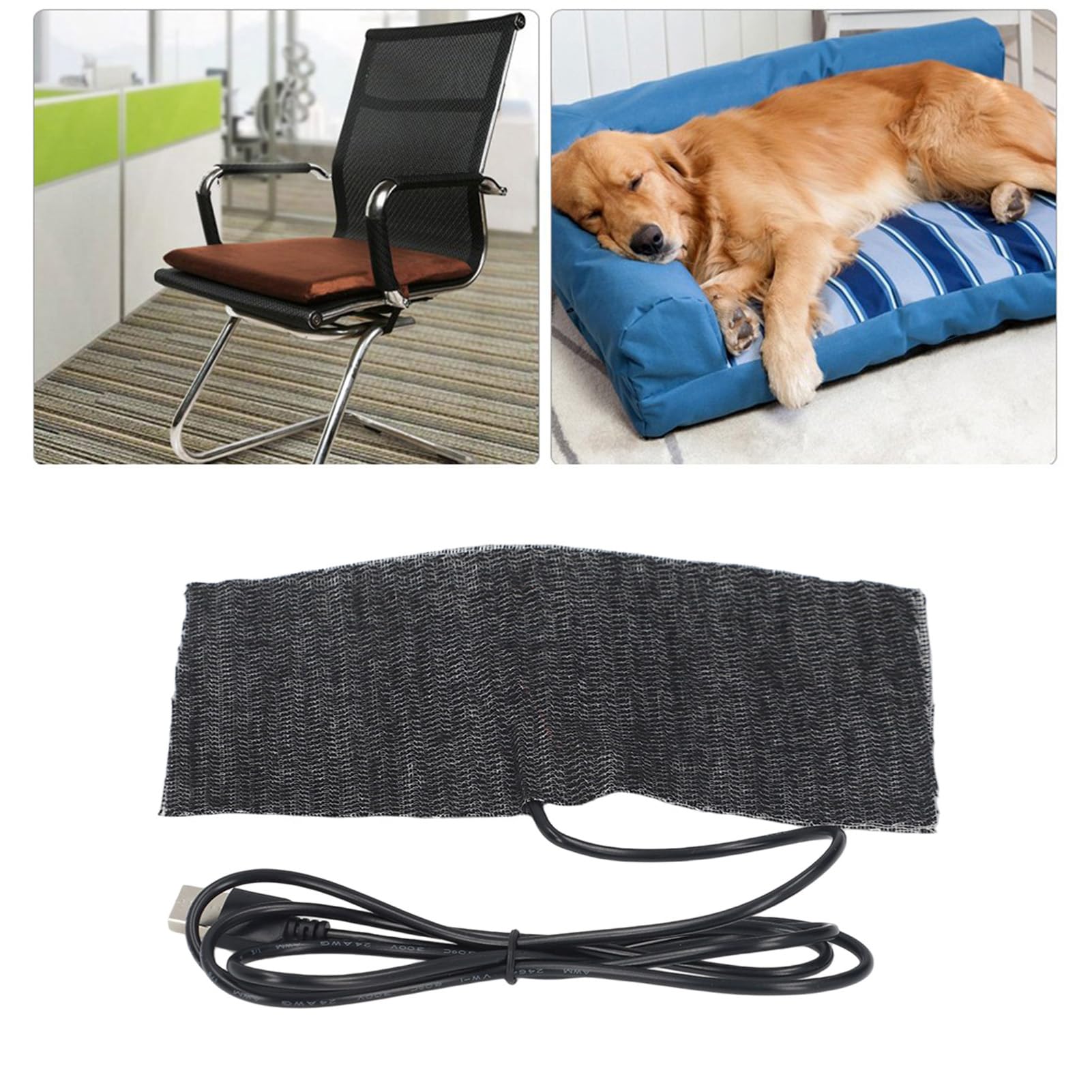 Hilitand Almohadilla eléctrica 5V USB Calentador eléctrico de Tela Almohadilla del Calentador para la Ropa Asiento para Mascotas Calentador 35 ℃ -45 ℃, 7.87 x 3.94 Pulgadas Negro