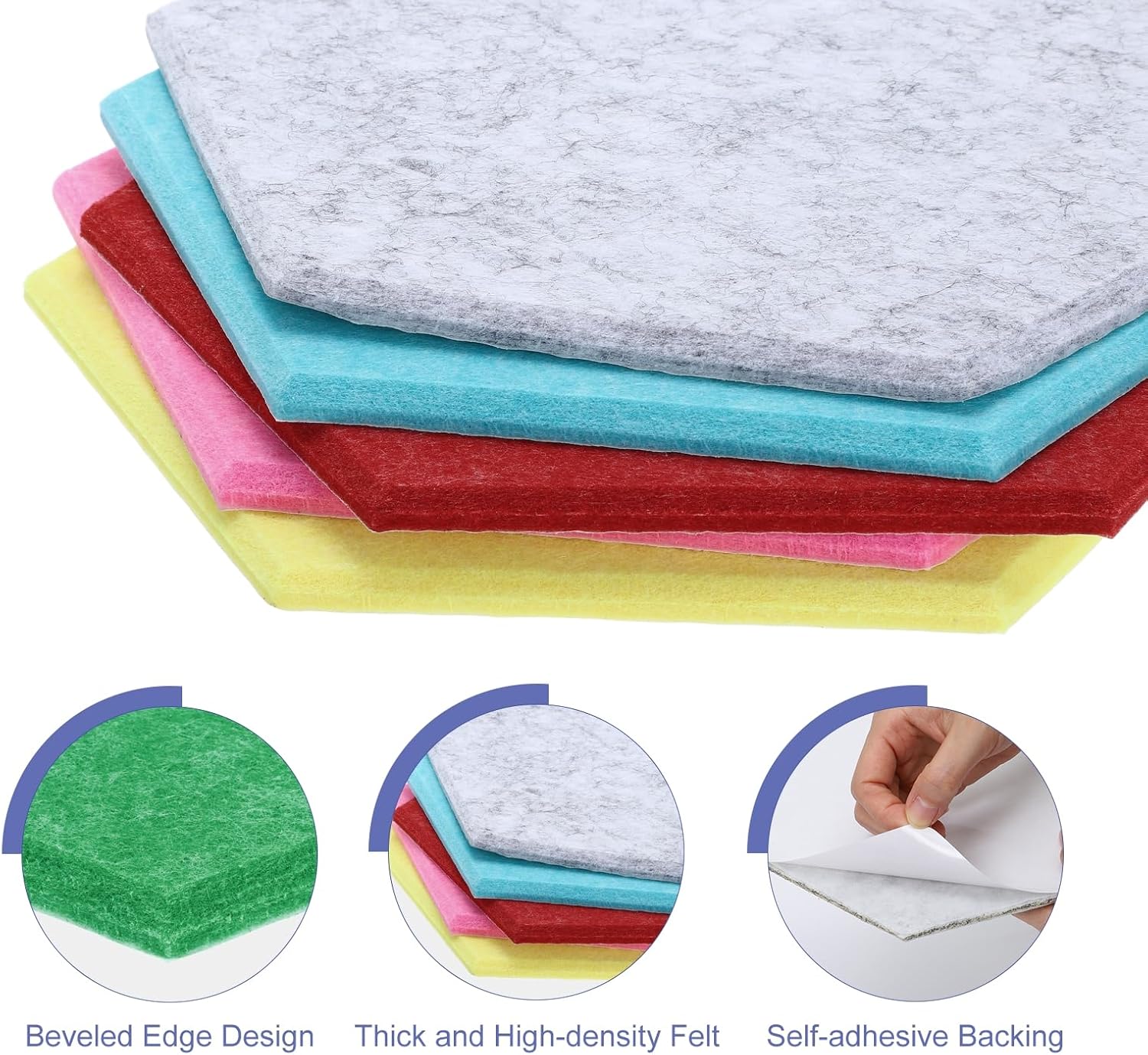 PATIKIL Felt Bulletin Board, 12"x10", 6 Packs Self Adhesive Hexagon Felt Tiles for Sound Proofing Wall Panels for Home Office Recording Studio,Game Room, Emerald Green