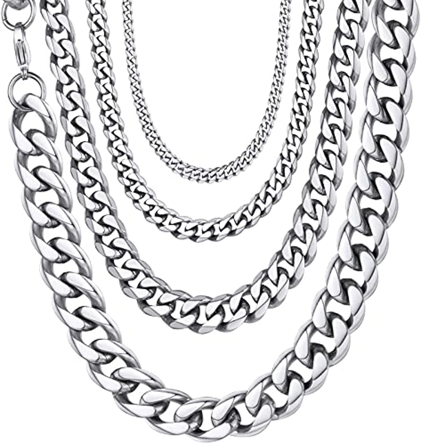 U7Men Stainless Steel Chain Black Color/18K Gold Plated Cuban Curb Necklace,Length 18"-30", Width 3mm 6mm 9mm 12mm