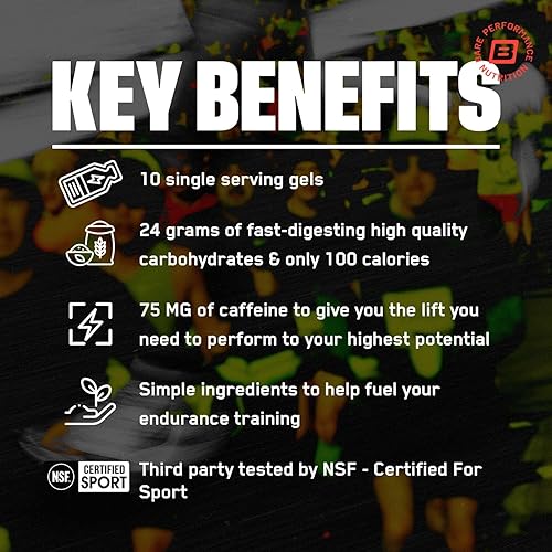 Miniatura 3 de BARE PERFORMANCE NUTRITION, BPN Go Gel Endurance, 0.94 onzas de carbohidratos y 100 calorías por paquete, vegano + gel para correr sin gluten, 10