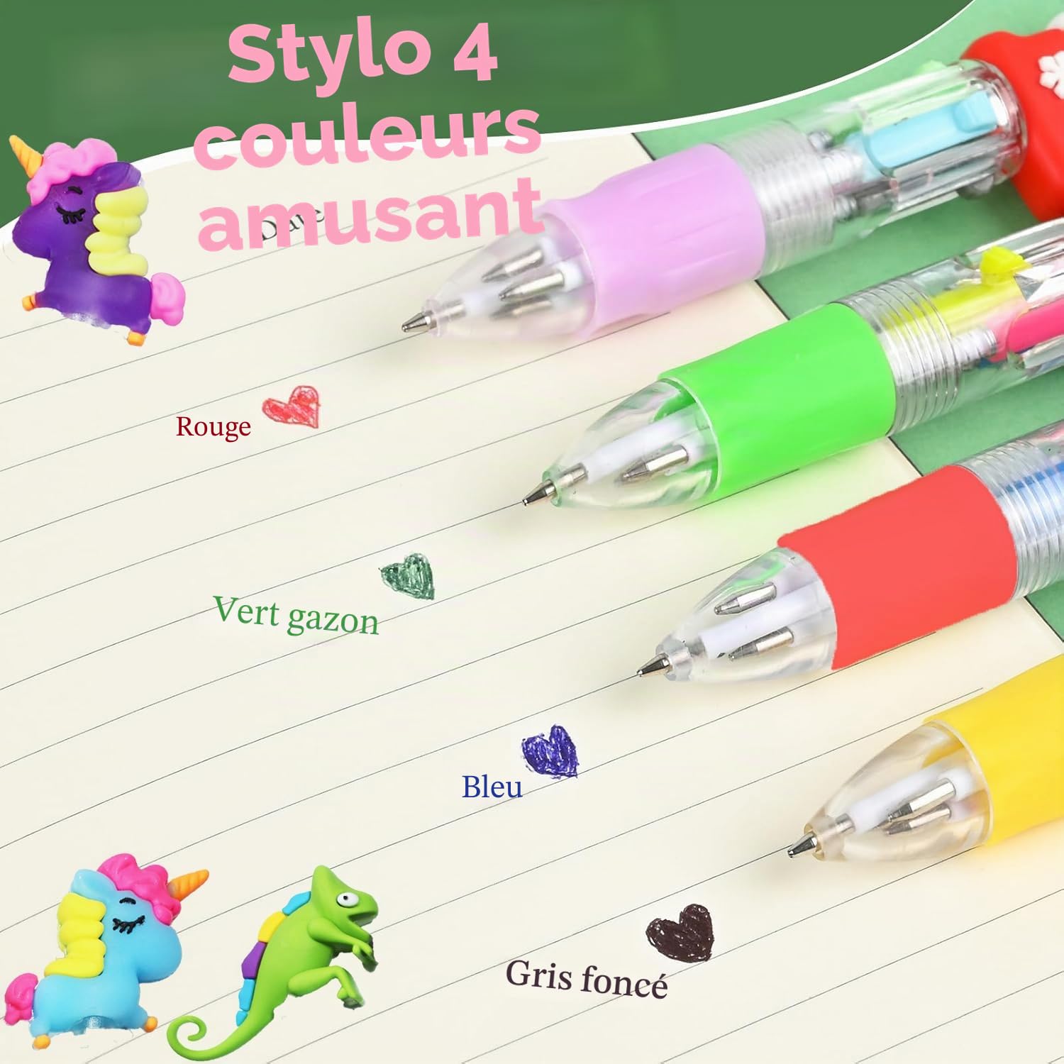 Awinker Pack de 40 Stylos 4 Couleurs pour Enfants - Idéal pour Pochette Cadeau Anniversaire Enfant Invites