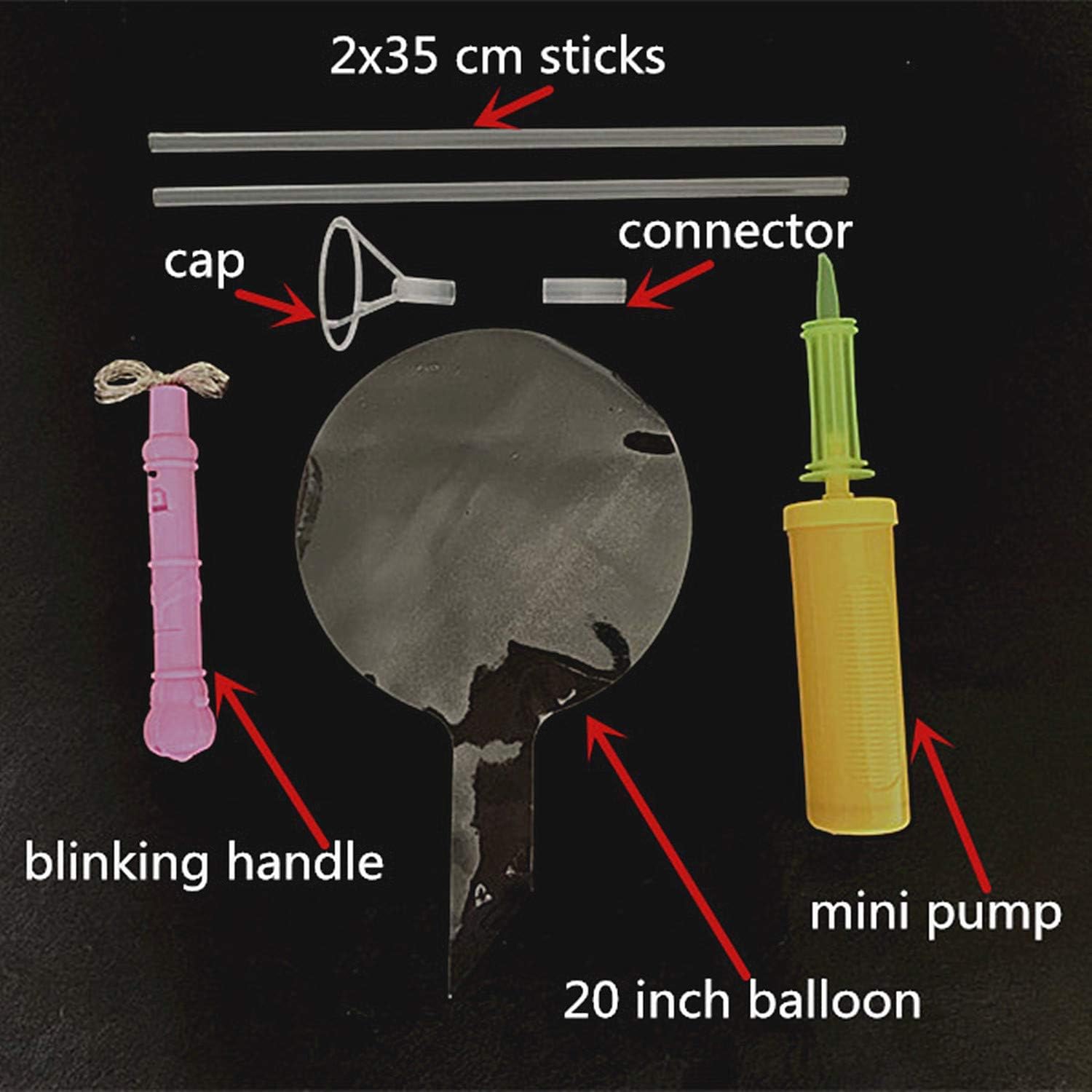 LED Light Up Bobo Balloons with Sticks,8 Packs Flashing Handles,20 Inches Bubble Bobo Balloons,70 cm Sticks,Christmas Birthday Party Decoration