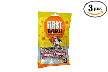 FIRST BARK Yummylicious Treats Chicken & COD Stick, Medium, 70 g (Pack of 3)