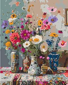 LVIITIS Paint By Numbers Kit - Butterfly Flower Acrylic Painting 16x16 Inch For Adults & Beginners