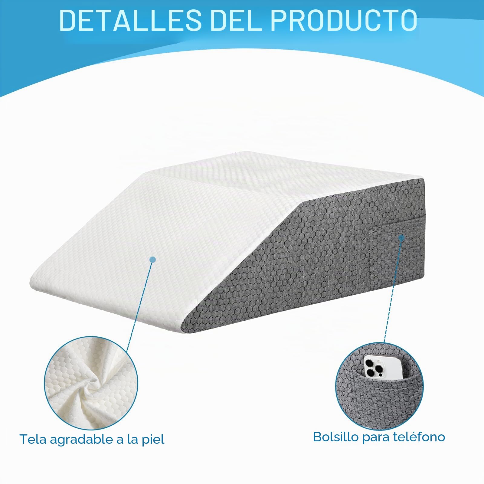 Alyvisun Almohada para piernas con Varices Las piernas y aliviar el Dolor en Rodilla, Cadera, Espalda y Cuello – Soporte de Espuma 25D para recuperación, sueño, Descanso y circulación sanguínea