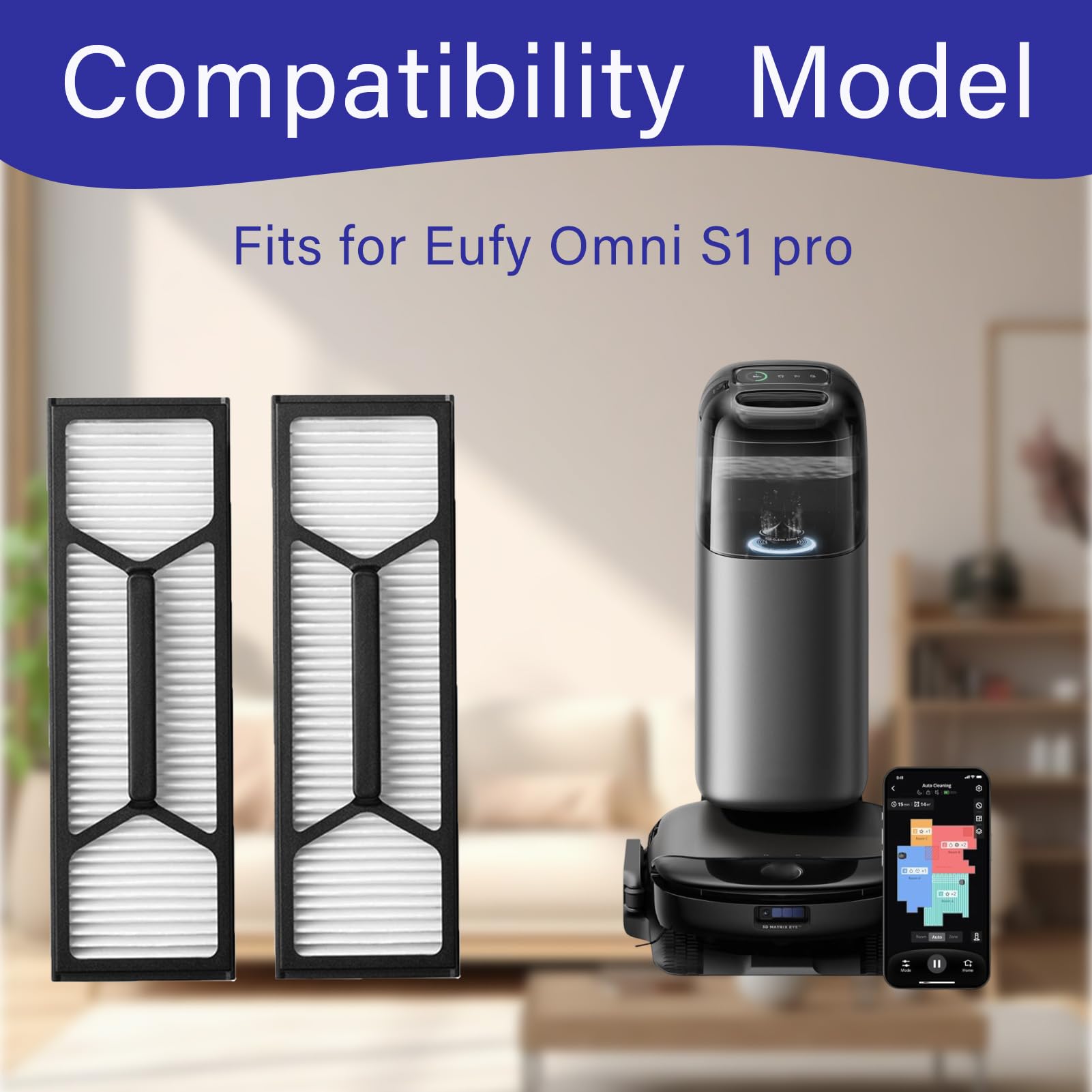 4 Pack HEPA Filters for Eufy Omni S1 pro Robot Vacuum Cleaner, Replacement Filter Kit Household Floor Cleaning Tools