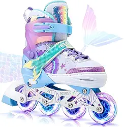 Patins Roller Inline 4 Rodas Skates Ajustavél com Rodas Iluminadas Jovens e Adultos, Para iniciantes, Adequado para uso Interno e Externo Roller Quad