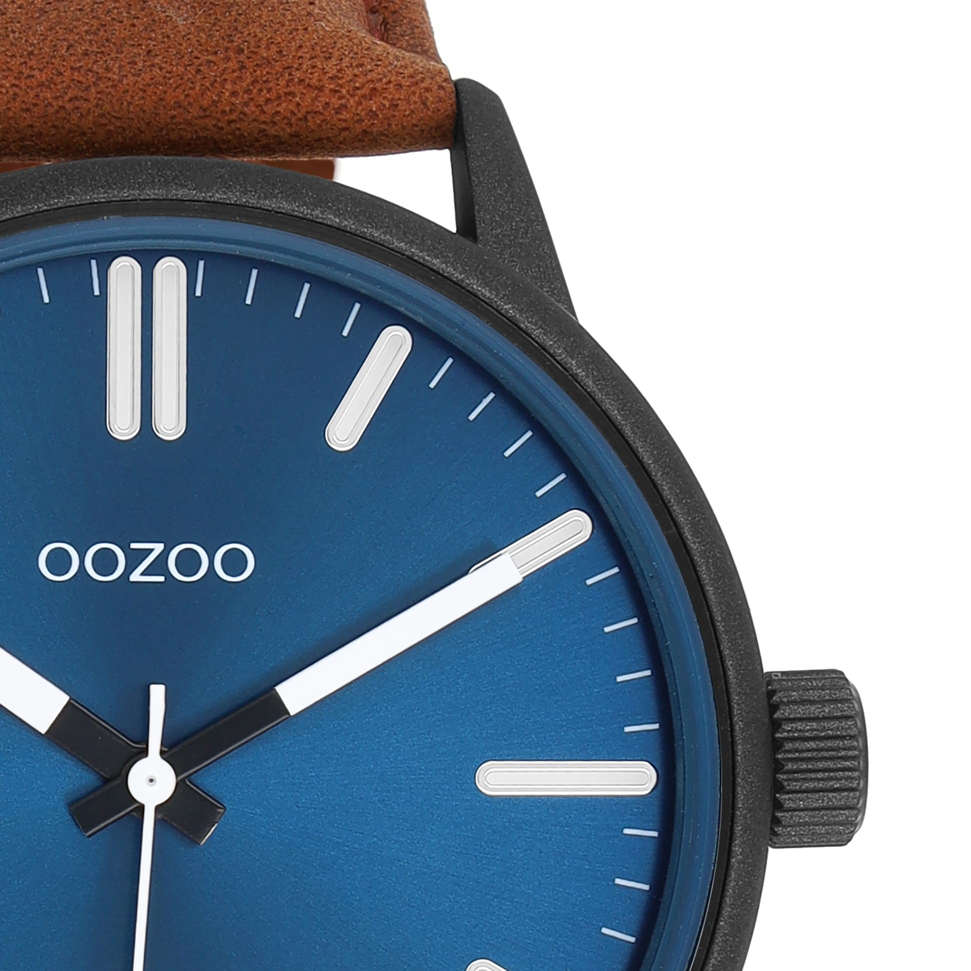 Oozoo Timepieces Herren Uhr in schwarz/blau| Armbanduhr Herren mit Lederarmband | Schöne Uhr für Männer | Edle Analog Herrenuhr (45mm Gehäuse) in rund C11401