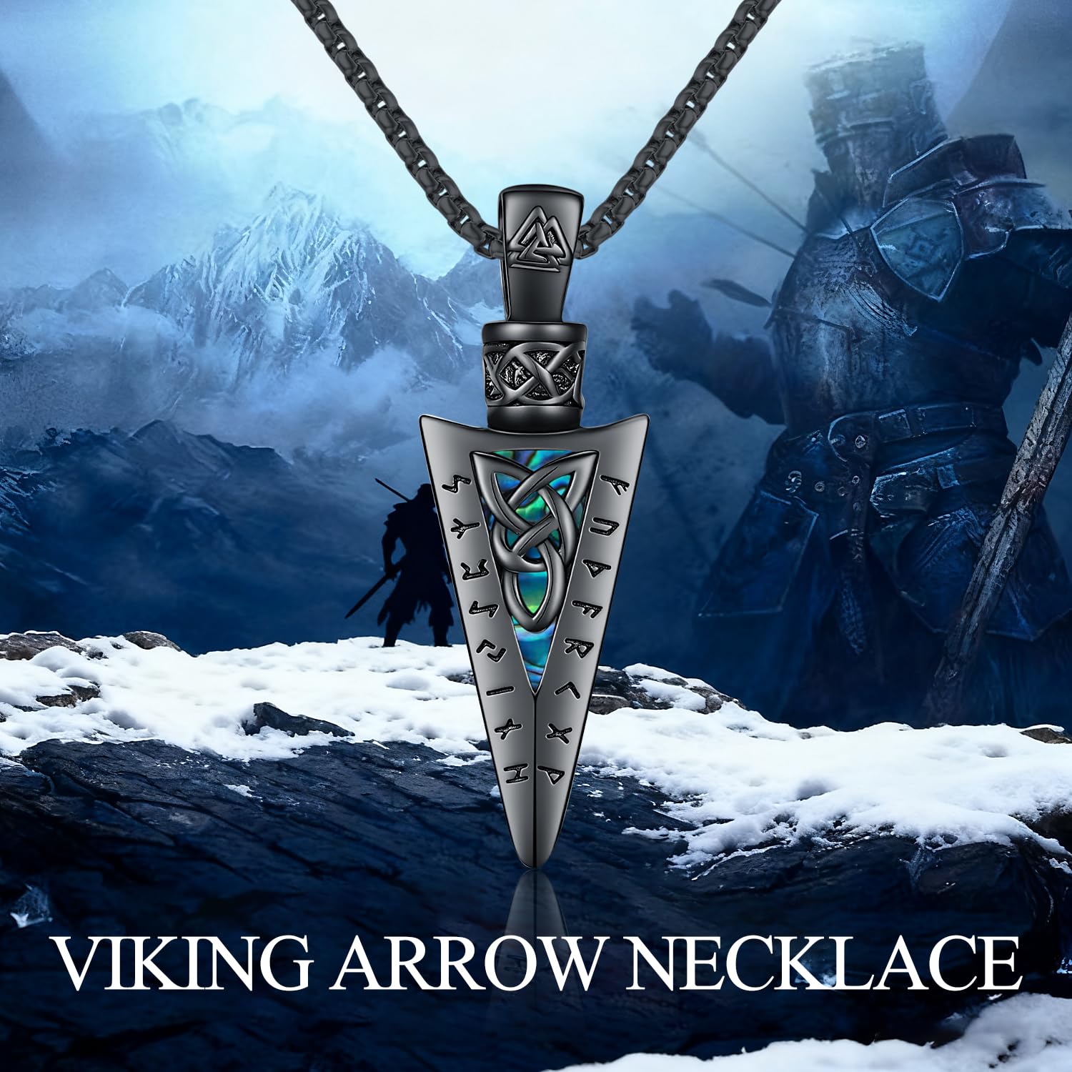 Wikinger Kette Herren 925 Sterling Silbe Pfeil/Thors Hammer/Lebensbaum/ViKing Kreuz Keltischer Anhänger Halskette Amulett Nordische Wikinger Schmuck für Herren Damen