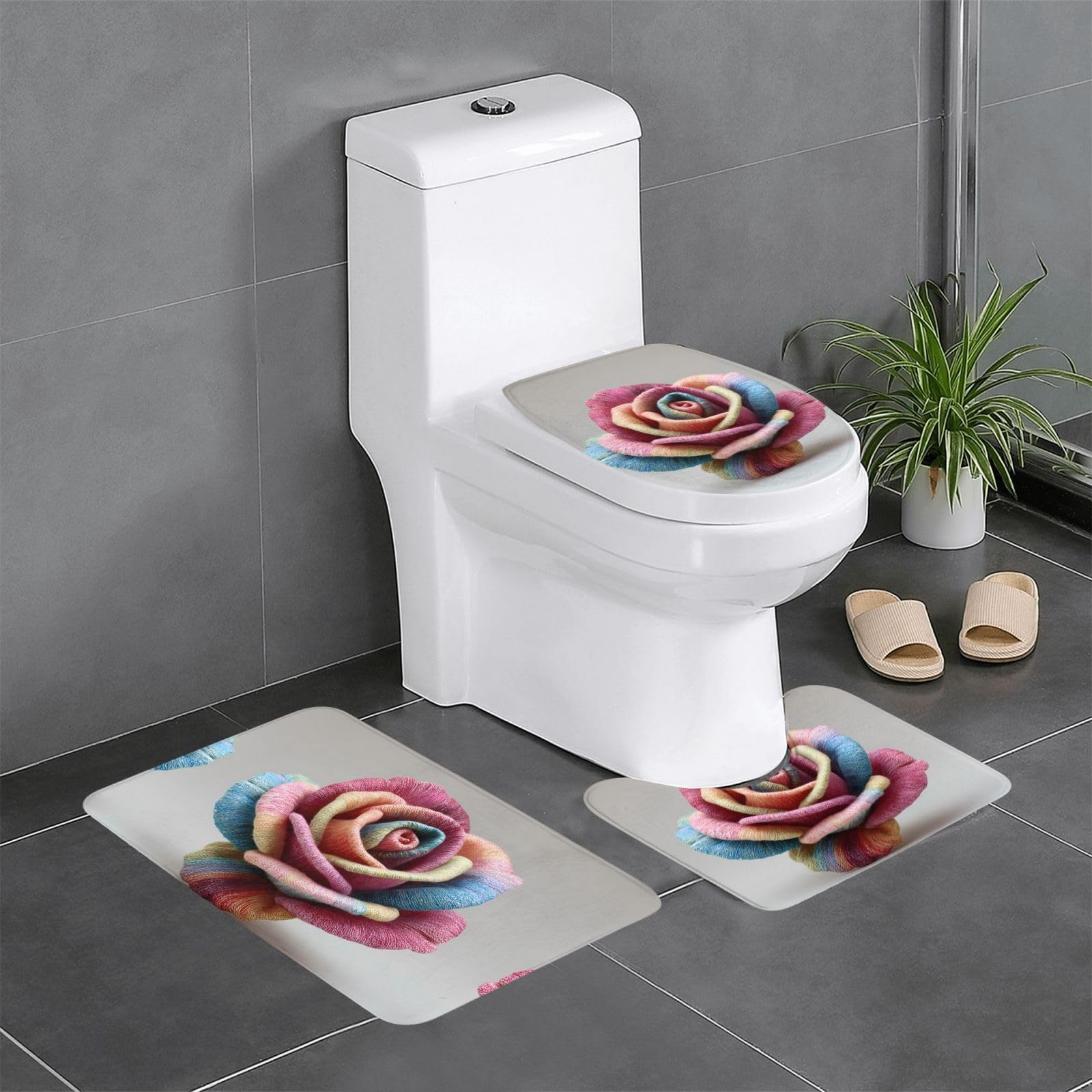 Tapis de salle de bain antidérapant WHJDPP en laine absorbante ensemble de 3 pièces