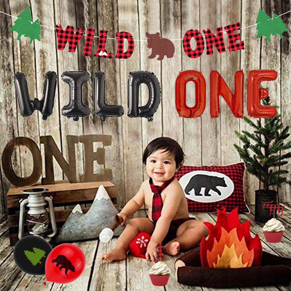Jollyboom Lumberjack Balloon Garland 1st Birthday Party Decorations for Jollyboom Lumberjack Balloon Garland 1st Birthday Party Decorations for