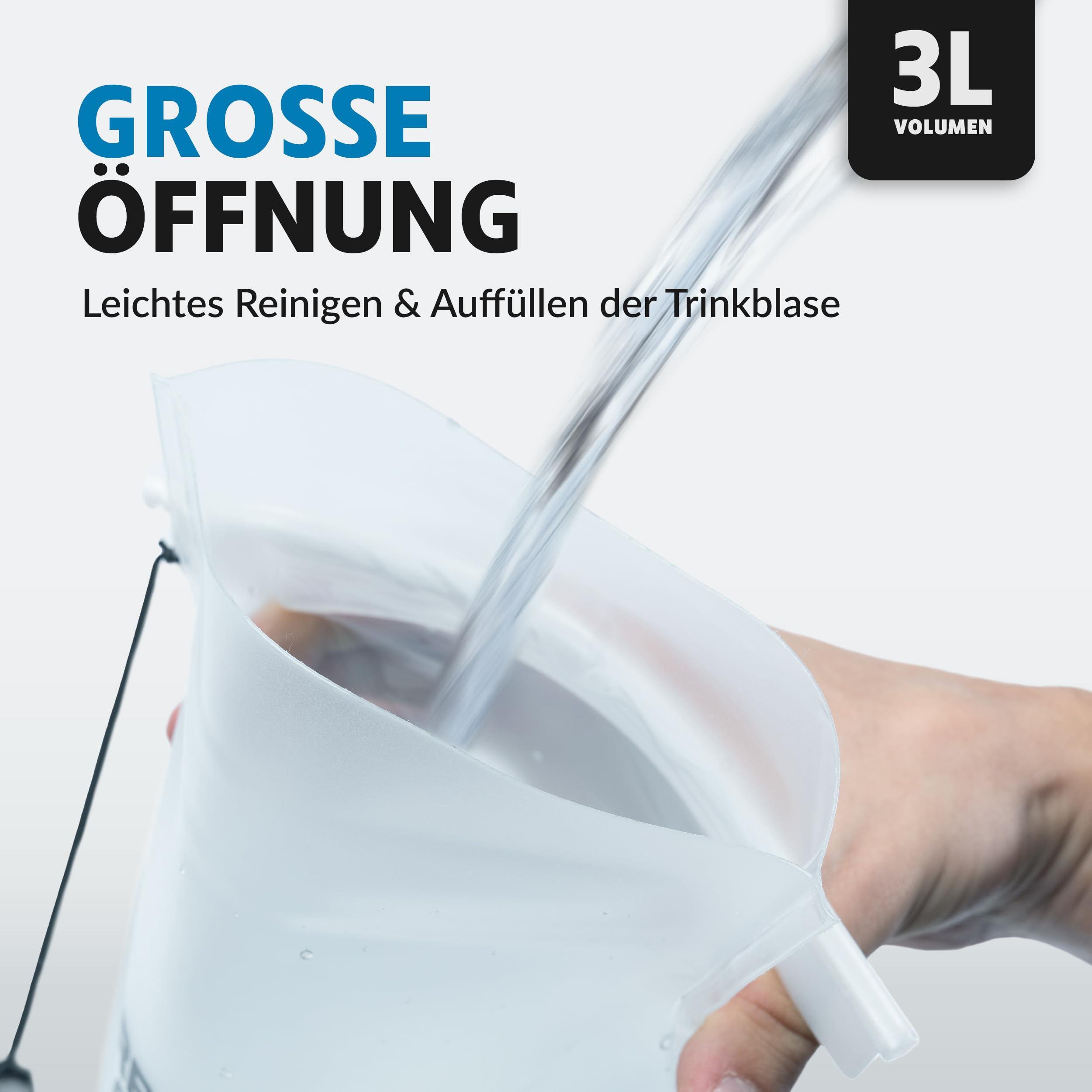 Terra Peak® Premium Trinkblase 2L oder 3L INKL. 2 x Schlauch & 1 x Reinigungsbürste für Rucksack, Wandern & Joggen (auslaufsicher) - Ergonomisches Trinksystem mit Mundstück & Schutzkappe (BPA-Frei)