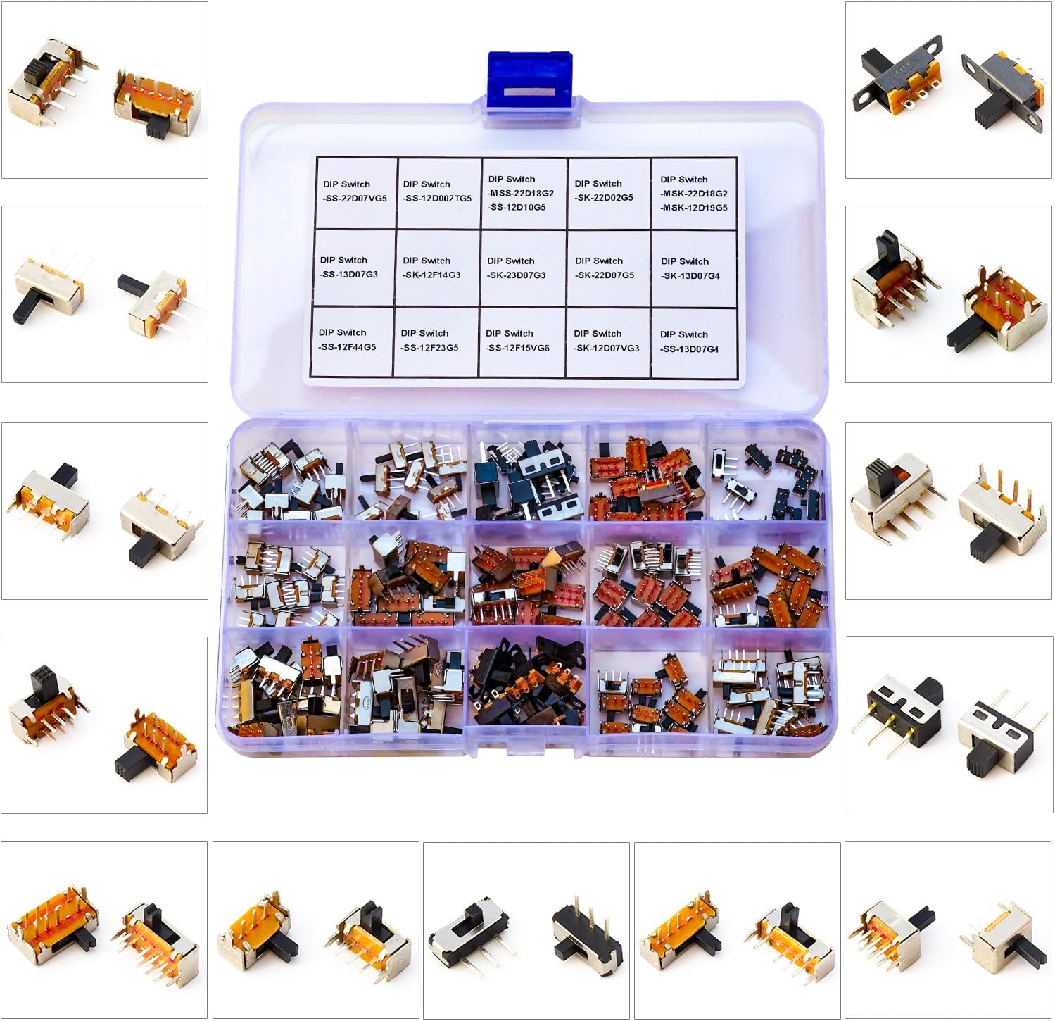Slide Switch Assorted Kit, Mini Micro PCB Panel Slide Switch 2Pin 3Pin 4Pin ON/Off ON/Off/ON Switch Breadboard Electronic Dip SlideSwitch（JTS-Slide-Switch