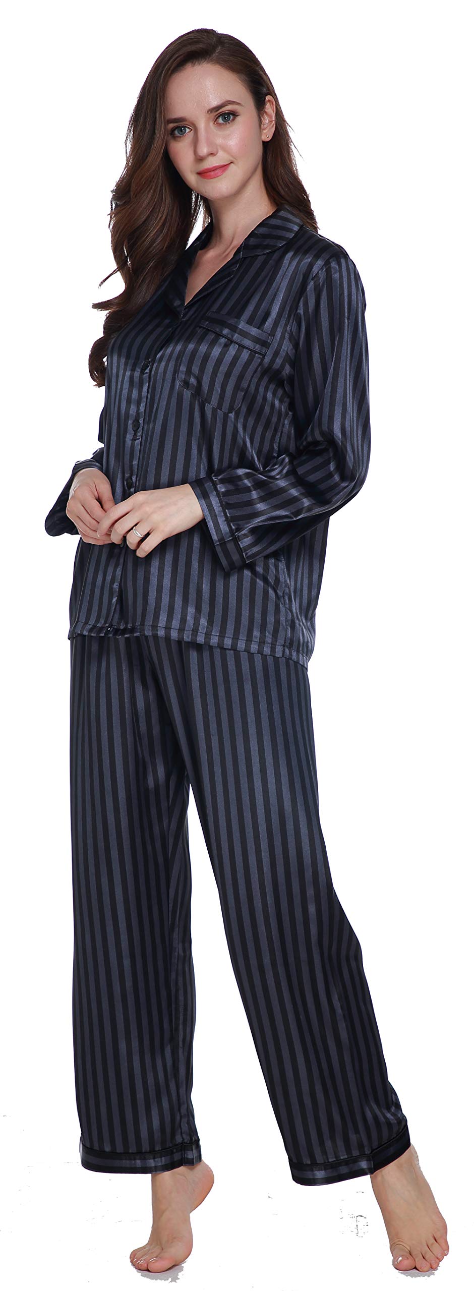 Lavenderi Women's Long Sleeve Premium Satin Pajama Set