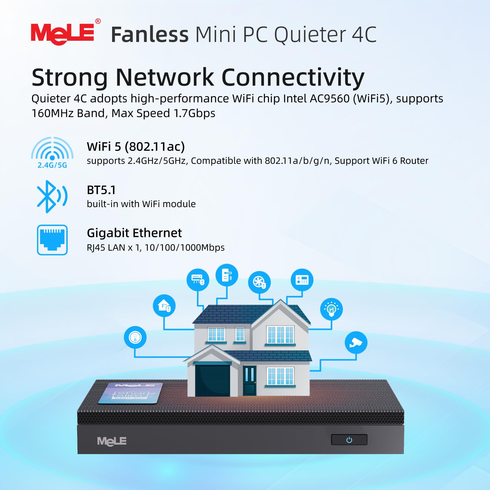 MeLE Fanless N100 Mini PC 16GB LPDDR4x 512GB SSD Quieter4C Micro