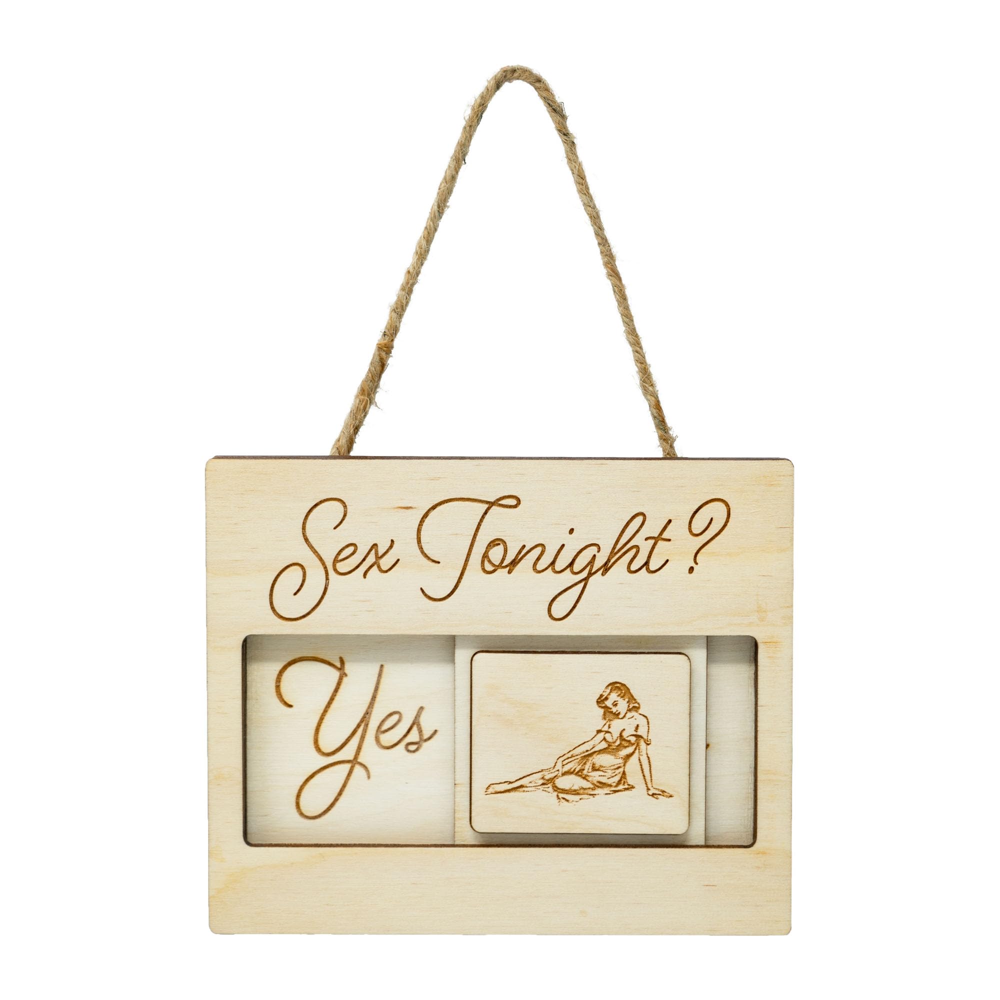 Sex Tonight Yes or No Sign Naughty Wooden Slider, Fun Gift for Bachelorette, Bridal Shower, Couples, Date Night, Made in USA