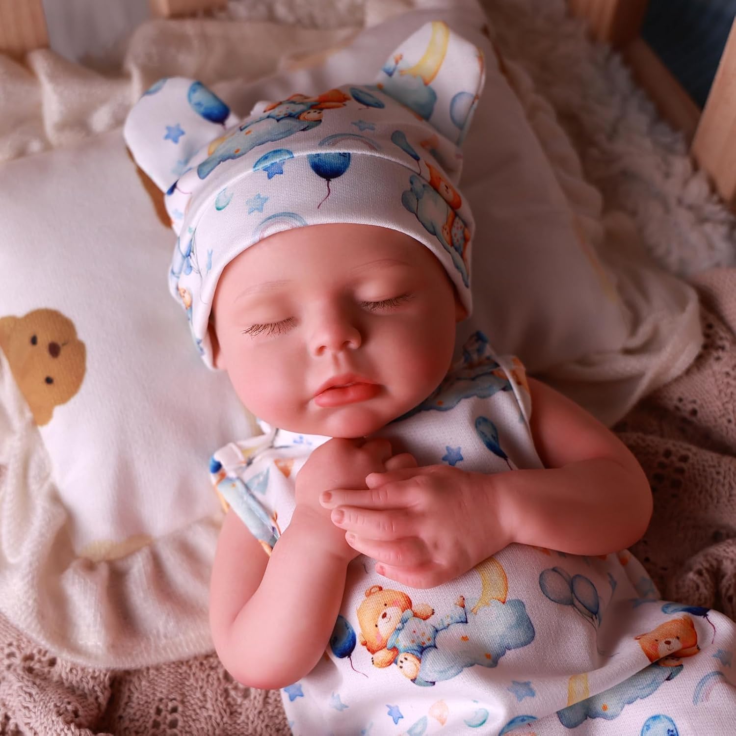 BABESIDE 16 Inch Silicone Reborn Baby Doll Boy - Anatomically Correct Lifelike Newborn with Bee Bear Rattle, Gift for Kids 3+ Years