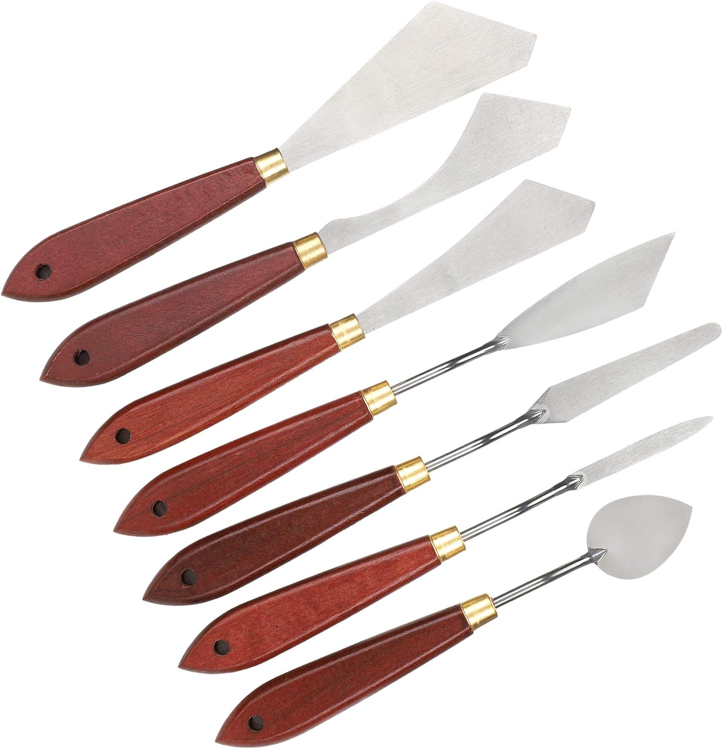 7Pcs Stainless Steel Spatula Painting Knife, Wooden Handle