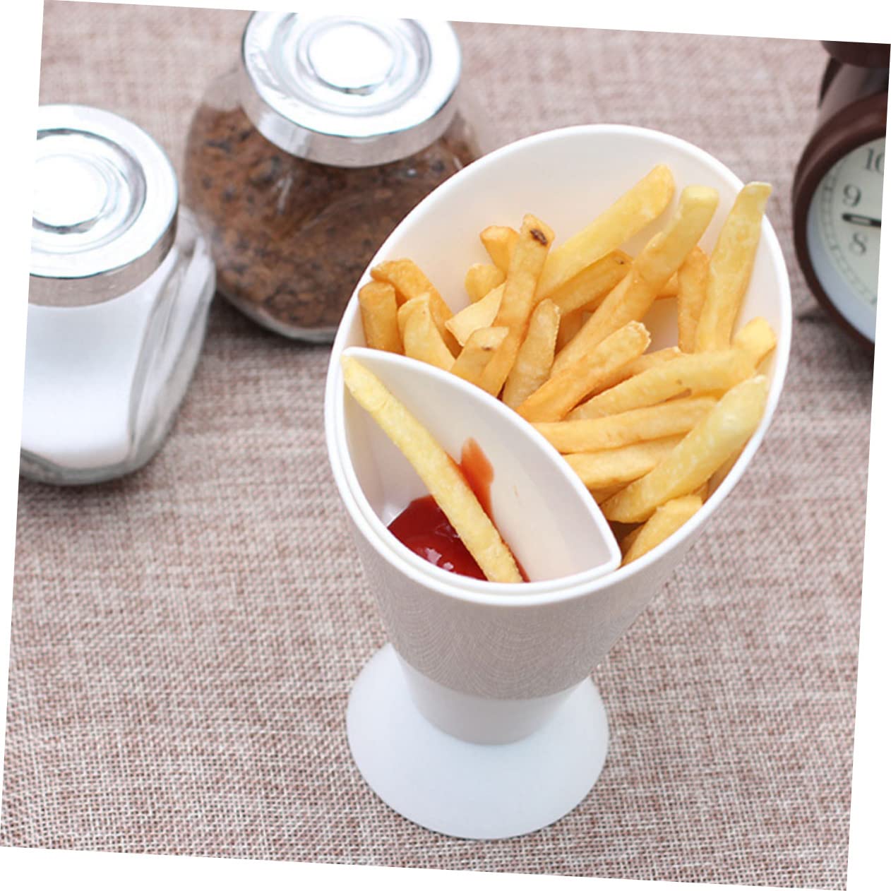 KOMBIUDA 6pcs French Fries Salad Cup French Fry Cup Cone Dipping Holder Fry Cone Basket Pp Salad Cup Cone Dipping Cup Cone Stands for Dessert Table Cups French Fry Cutter Dipping Bowl White