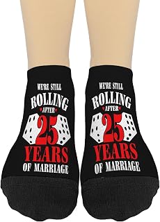 Couples Married 25 Years Funny 25th Weddings Anniversarys Womens No Show Socks Liner Women's Socks High Ankle Socks KawaiiSocks