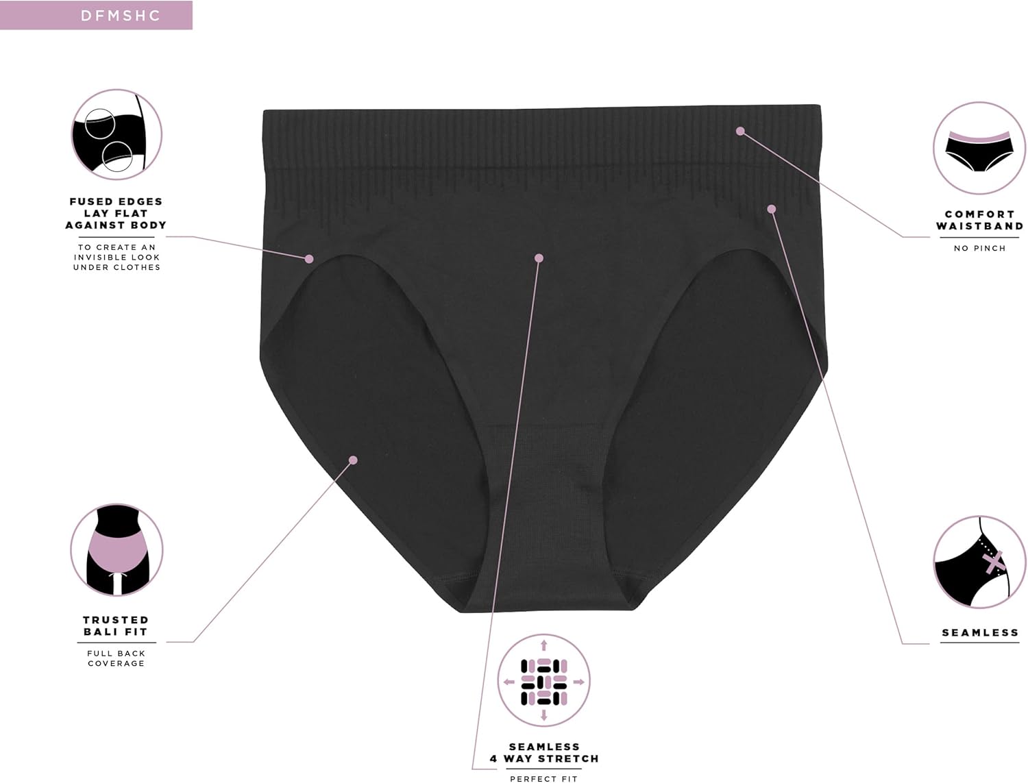 Bali womens Comfort Revolution Modern Seamless Hi-cut Underwear, No-show Panties, 3-pack - Image 2