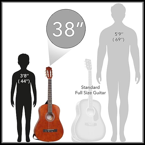 Miniatura 42 de Ashthorpe - Paquete de guitarra acústica para principiantes de 38 pulgadas (ámbar sunburst), kit básico de inicio con bolsa de concierto, cuerdas