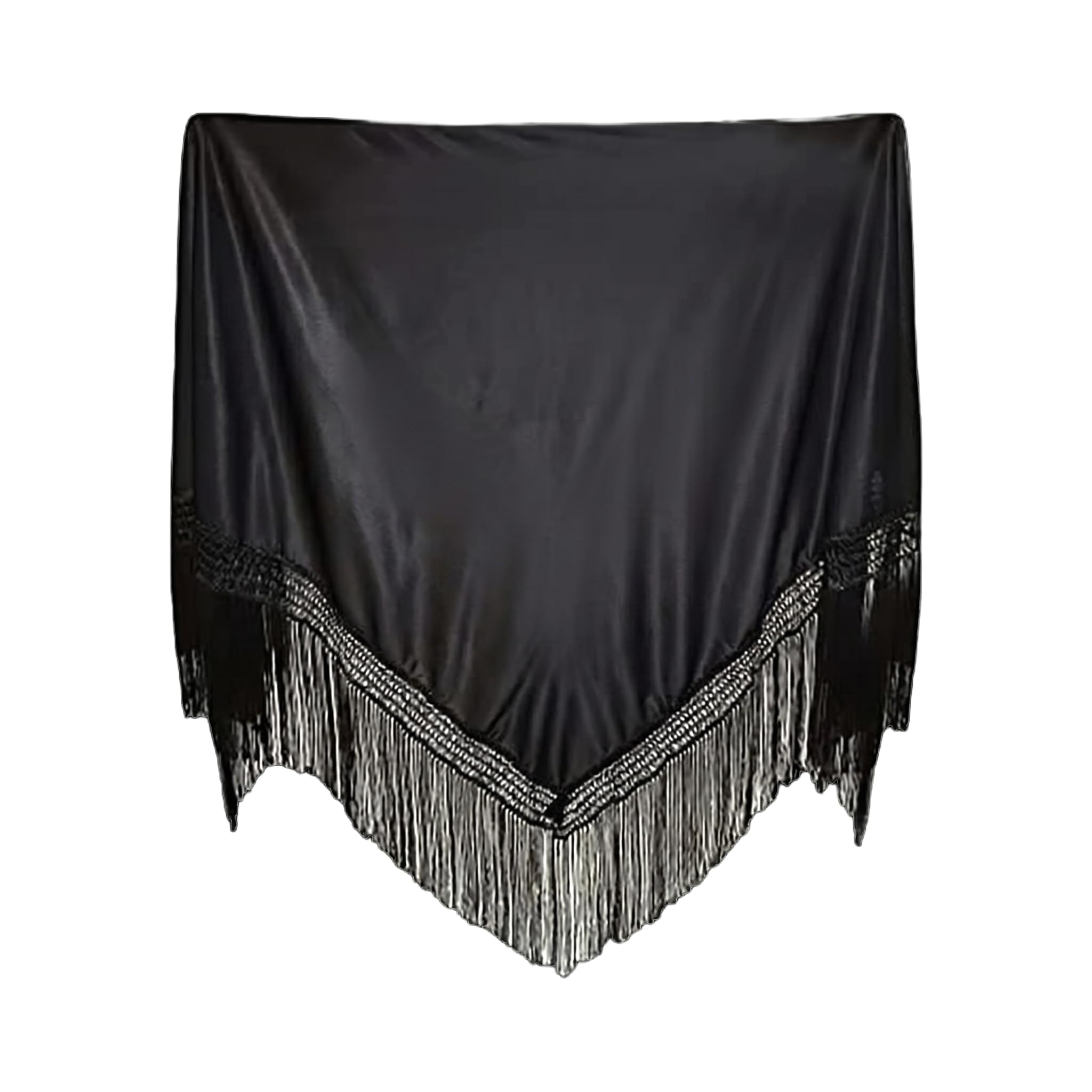 Carnavalife Women's Black Smooth Sevillana Shawl With Embroidery For Dance, Flamenco And Fairs, Black Red And White, S