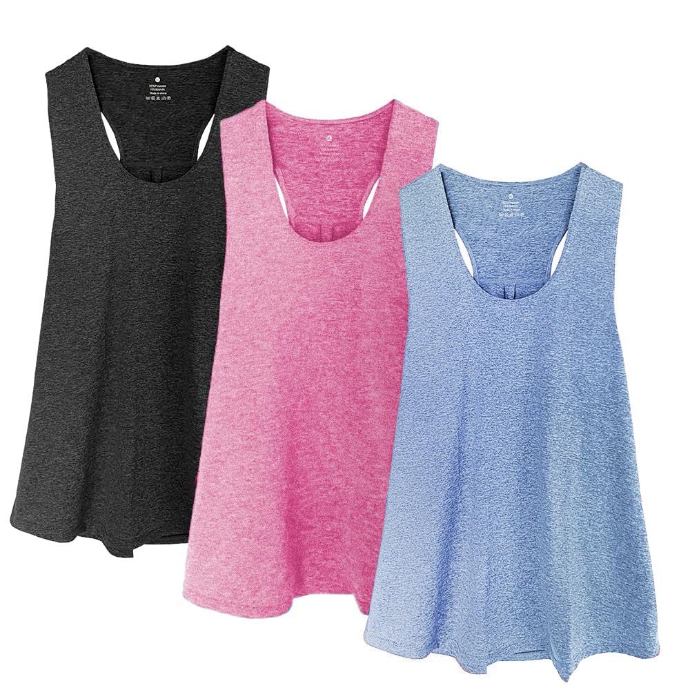 FINIZO Plus Size Workout Tank Tops for Women - Running Muscle Tank Sport Exercise Gym Yoga Tops Athletic Shirts(Pack of 3)