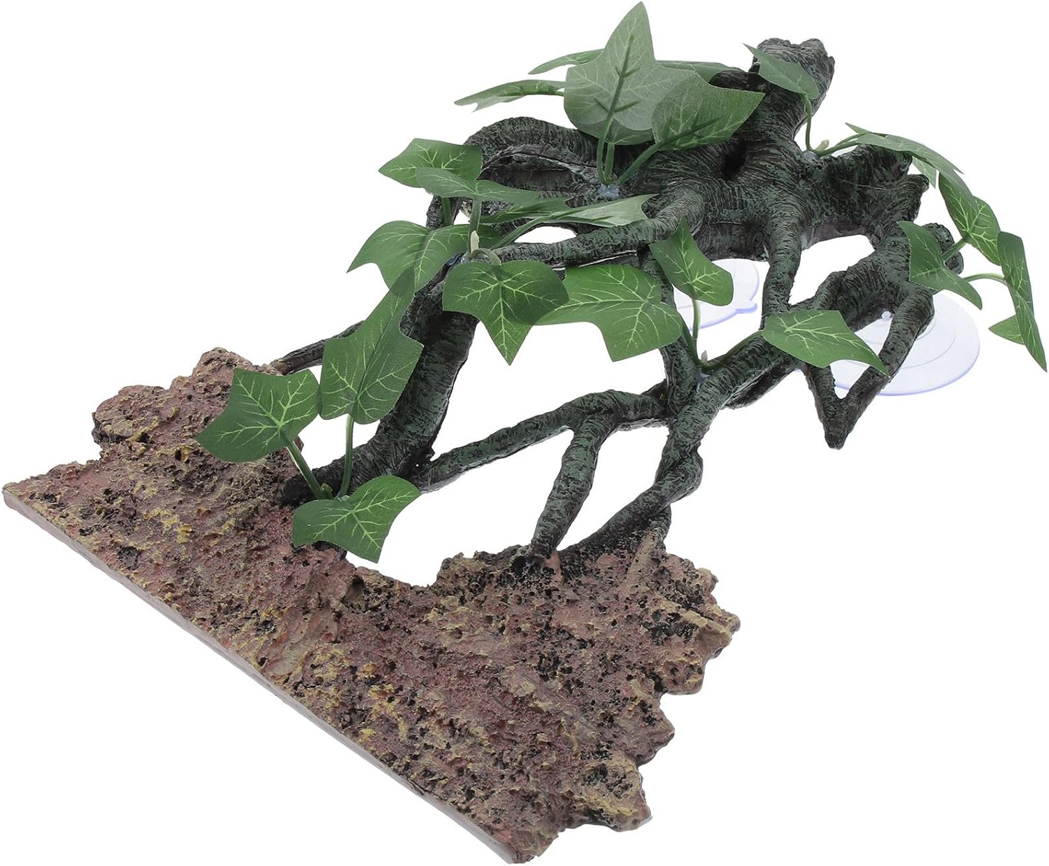 Resin Reptile Climbing Branch with Rock Corner for Lizard and Snake Terrarium, Safe and Tasteless Artificial Branch Decoration, Easy to Install and Move for Reptile Tank Habitat