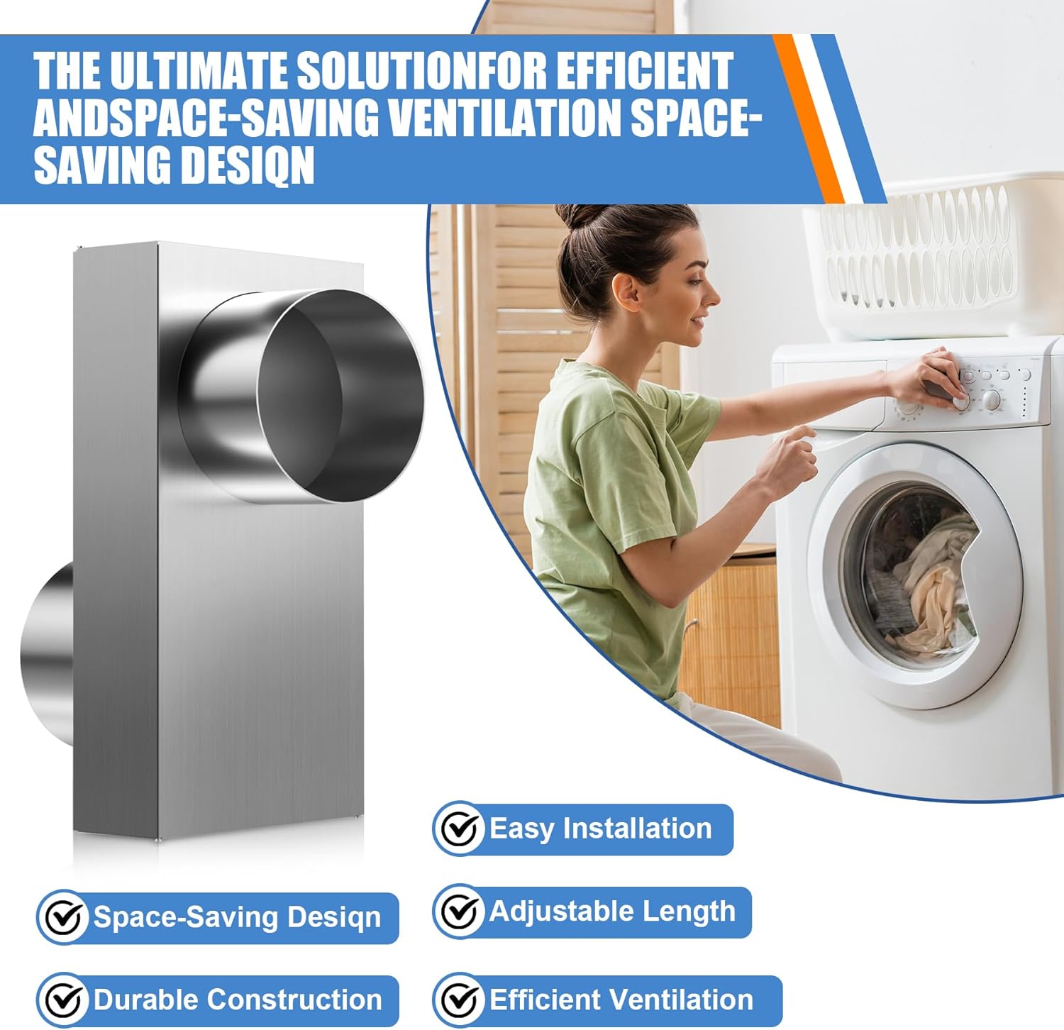 84049 Periscope dryer vent, 0-5"Adjustable Dryer Vent Connector Kit, Short Small Telescoping Exhaust Vent Hose Adapter Close to the Wall Space for 4" Low Profile Space-Saving Replacement Vents