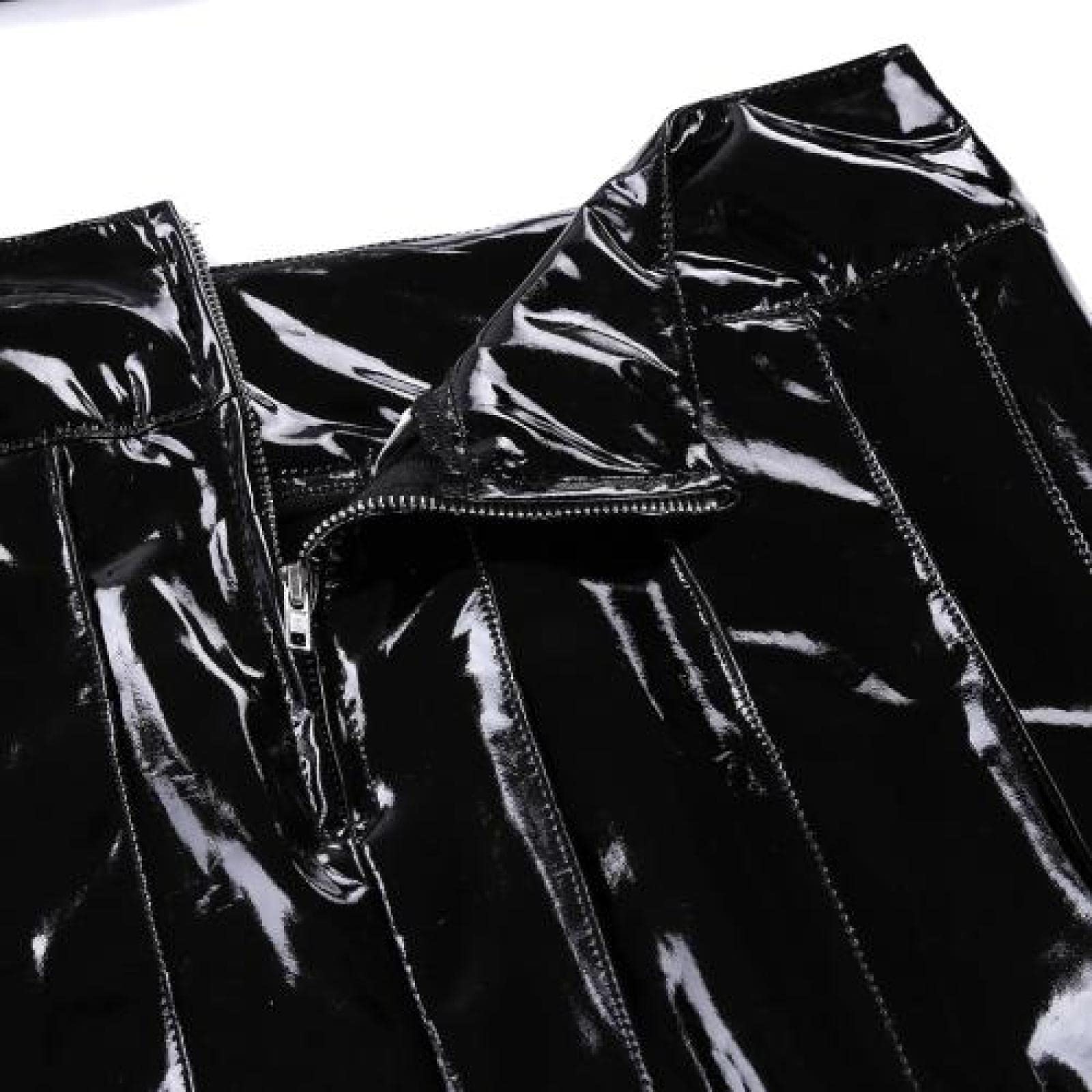 Lingerie Sexy da Donna Morbida Set di Lingerie in Pelle Verniciata Effetto Bagnato da Donna Sexy Police Cosplay Uniforme in Lattice Clubwear Gioco di Ruolo Erotico Top Corto con Minigonne