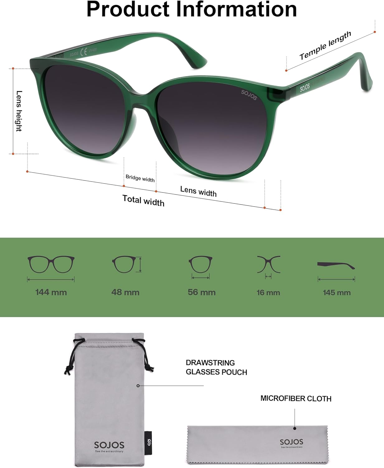 SOJOS Square Polarized Sunglasses for Women Men Vintage Style Larger Fit Shades SJ2642 - Image 5