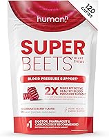 Humann SuperBeets Heart Chews: Nitric Oxide Booster for Blood Pressure & Energy | Grape Seed Extract, Non-GMO Beet Powder, Pomegranate Berry, 120 Ct