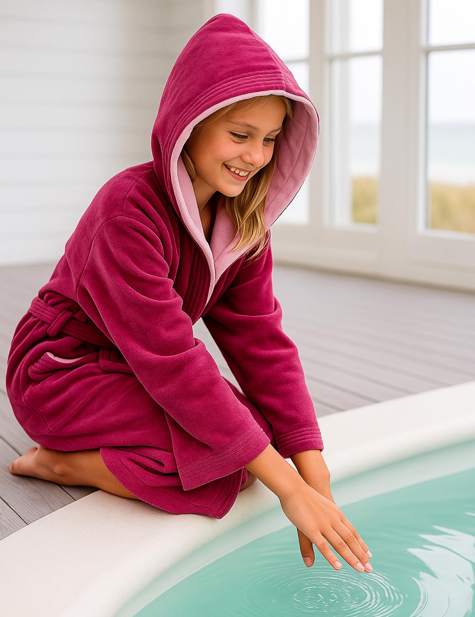 Morgenstern Peignoir à Capuche pour Enfants et Adolescents Fille et Garçon 100% Coton Éponge OEKO-TEX® Robe de Chambre